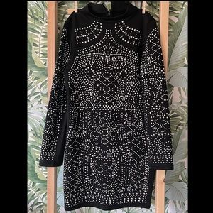 Fashion Nova black studded long sleeve dress